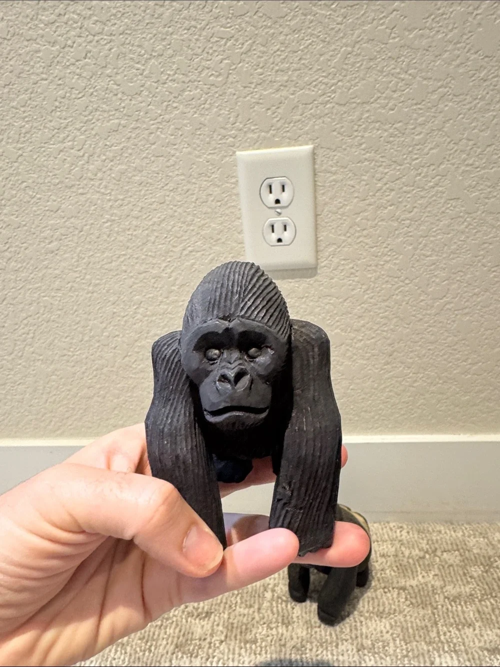 Matte Black Gorilla Sculpture Pair - Home Wall Decor Accent